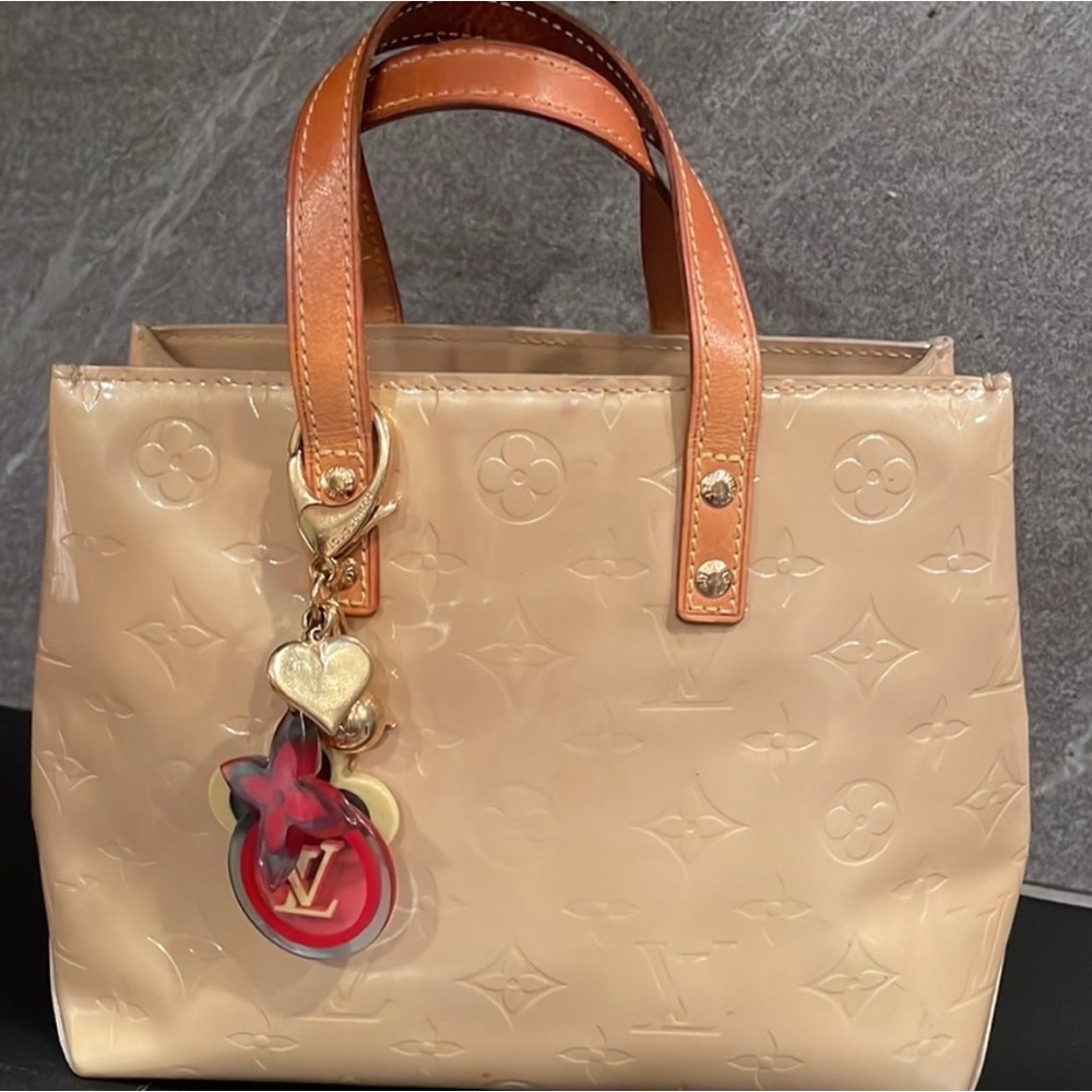 Auth Louis Vuitton Vernis Reade PM Cream Tan Lt Beige Purse Bag Luxury Designer